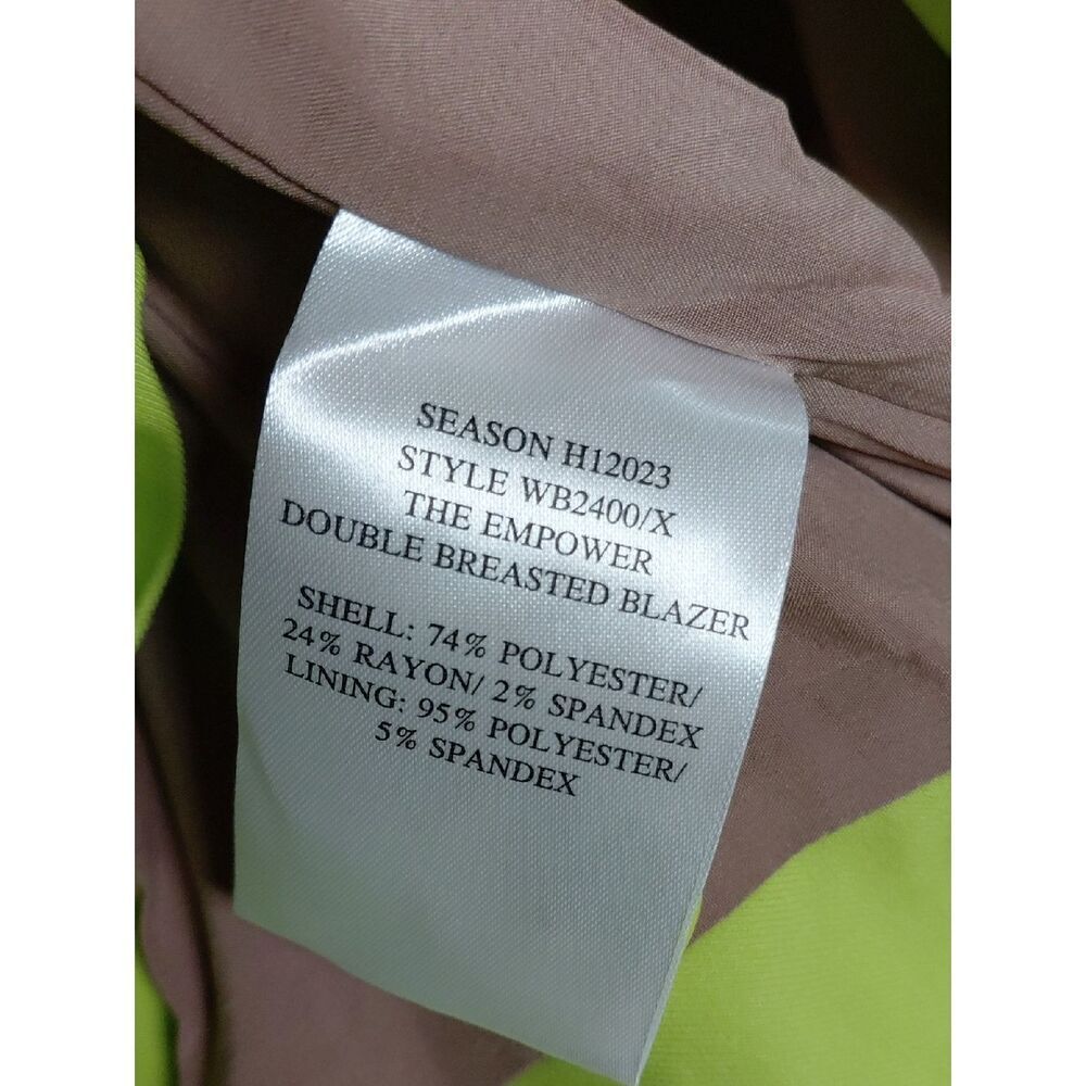 Wildfang The Empower Blazer Neon Lime Green Double Breasted Long NWT Extra SMALL - Picture 9 of 9